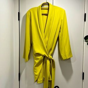 Neon yellow blazer wrap dress